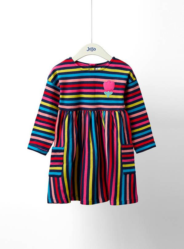 JOJO MAMAN BÉBÉ Flower Multi Striped Dress 6-12 months